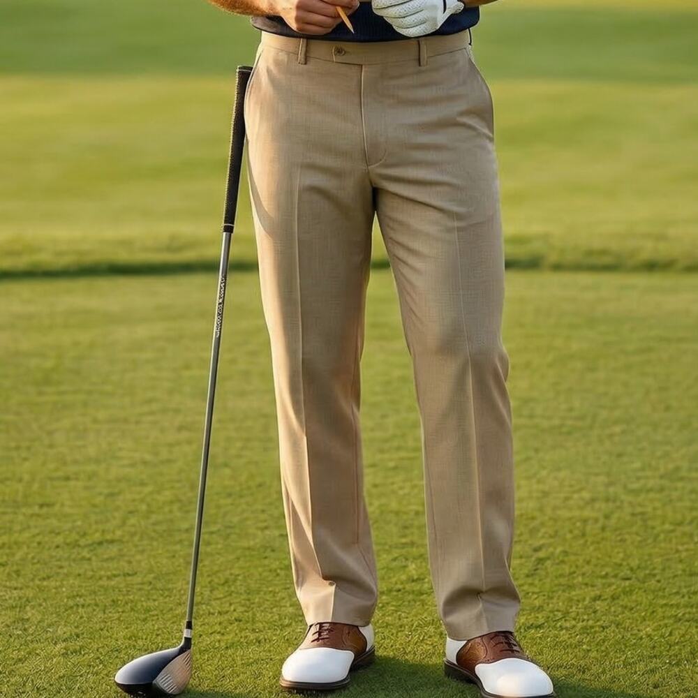 Foot Joy Tan Flat Front 4 Pocket Golf Pants 38